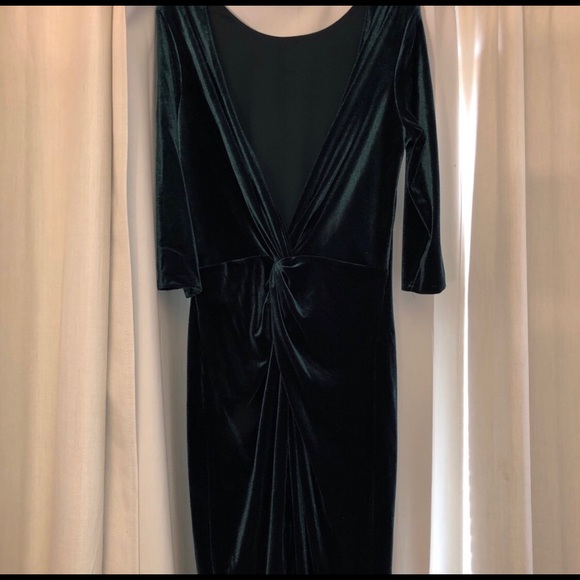 H&M Velvet Evergreen Long Sleeve Midi Dress - Picture 3 of 4
